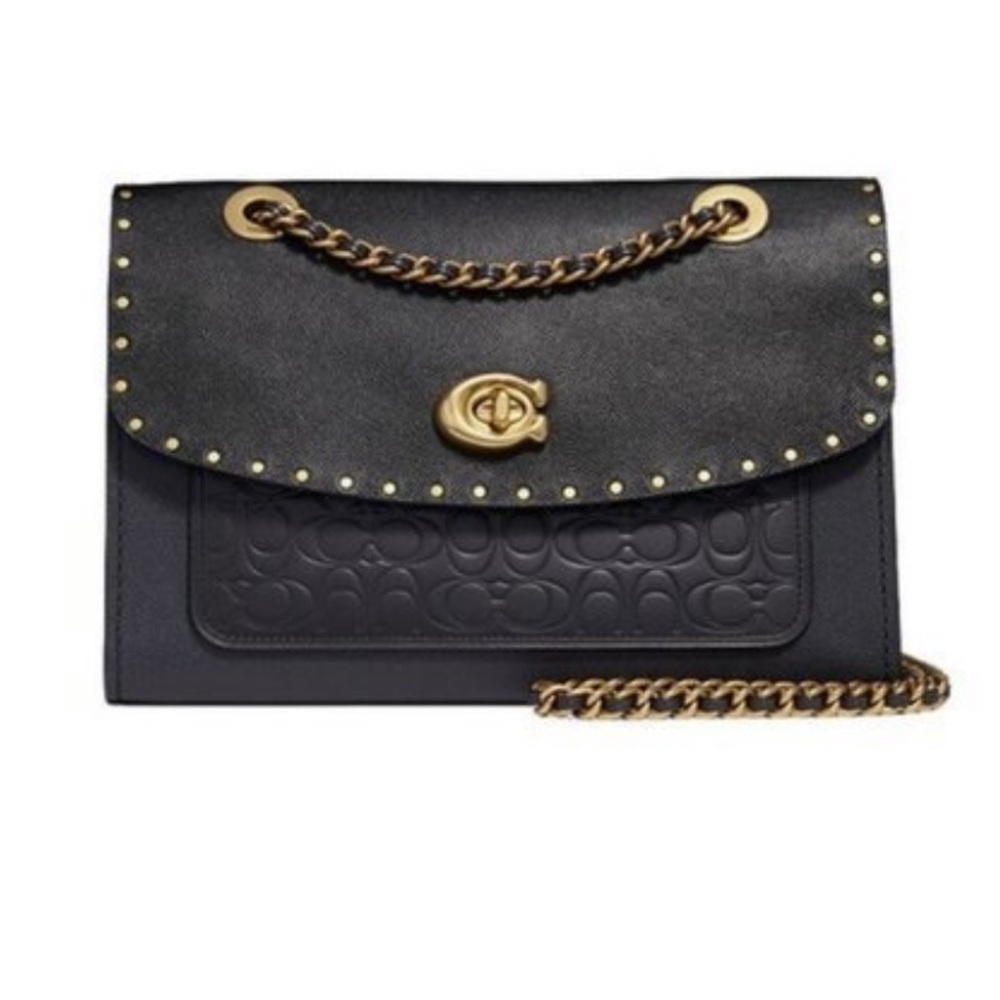 Coach Parker Black Leather Shoulder Bag